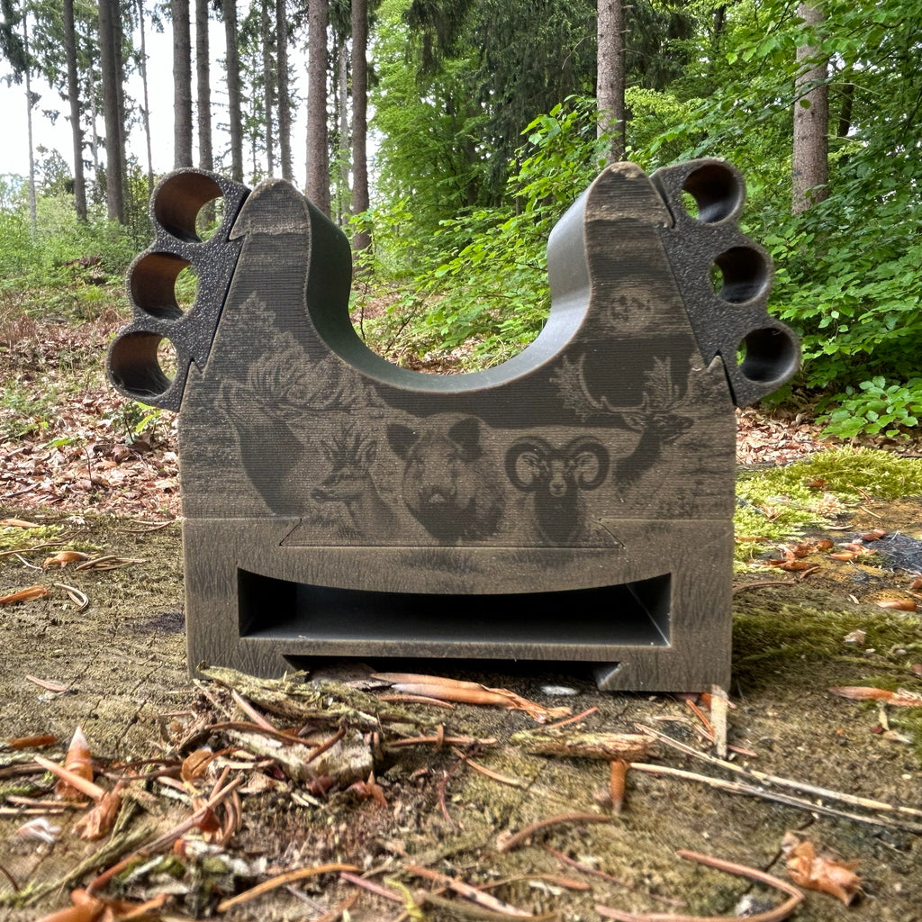 Gewehrauflage Päng in olivgrün mit Motiv "High Five"