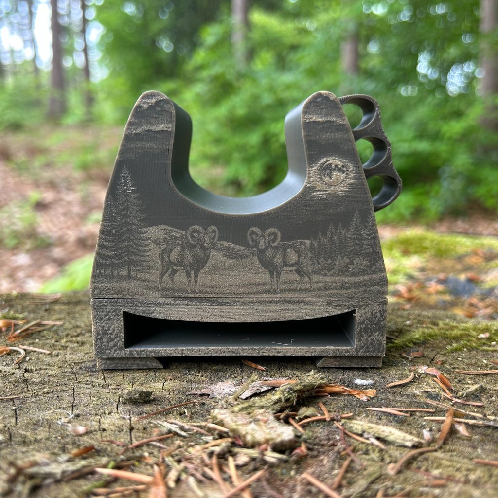Gewehrauflage Päng in olivgrün mit dem Motiv "Muffel"